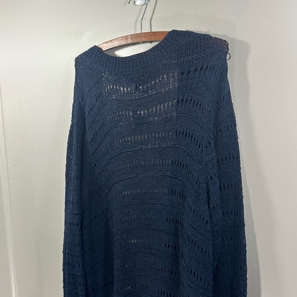 NWT Lane Bryant Fringed Navy Open-Knit Cardigan Soft Long Duster Size 18/20 Plus - Picture 8 of 9